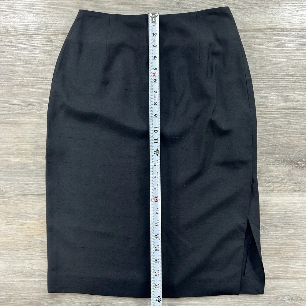 Burberry London‎ Women's 44 (10/12) Black Silk Textured Pencil Skirt Officecore